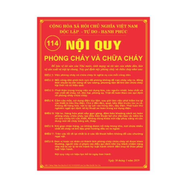 Biển Nội Quy PCCC Tiêu Chuẩn